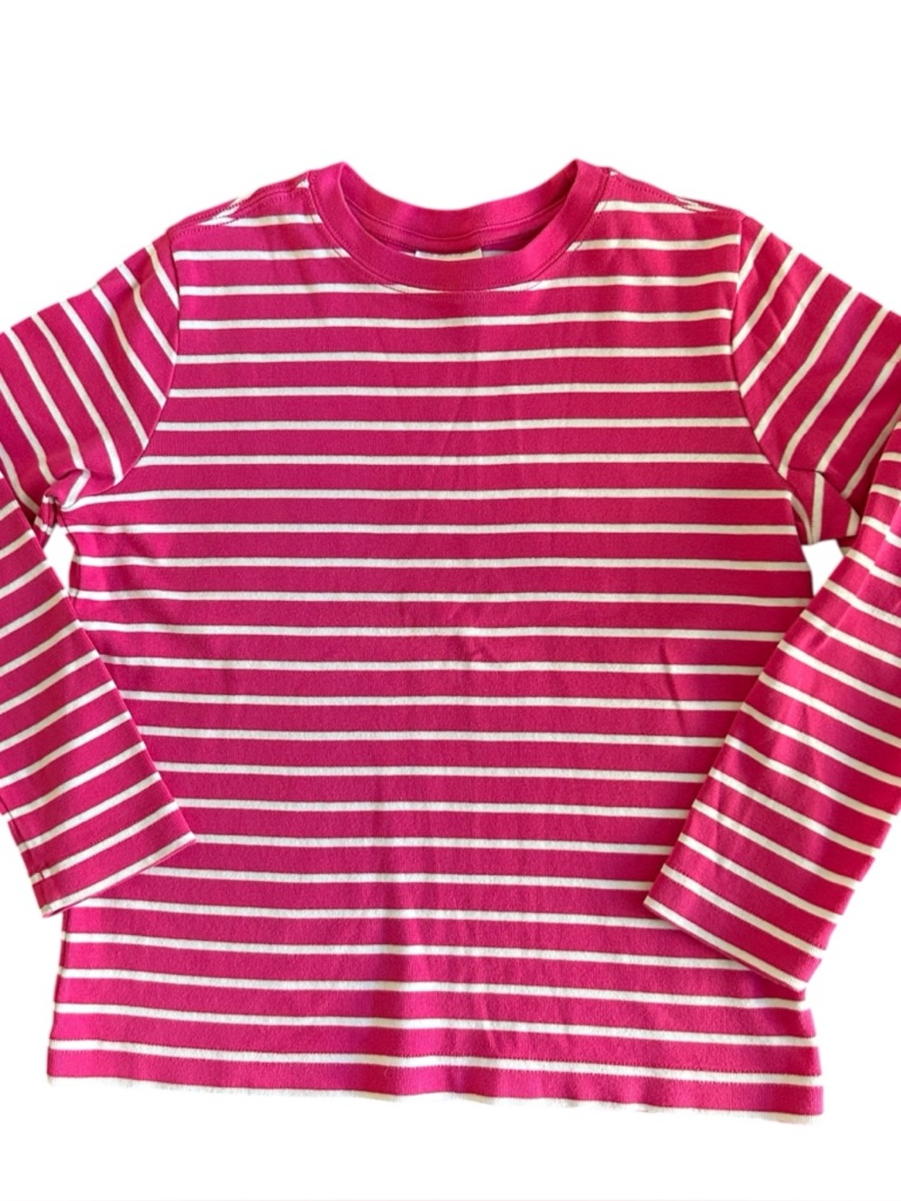 Hanna Andersson Pink White Stripes Long Sleeve Tee Organic Cotton Size 130 / 8